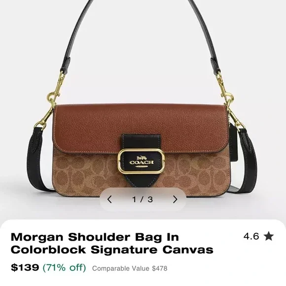 Coach Red and Brown Crossbody Bag with Gold Accents - Picture 4 of 4